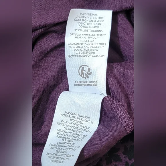 Boden Abigail Jersey Midi Dress Womens 8 Purple Black Leaf Print Long Sleeve - Picture 12 of 12